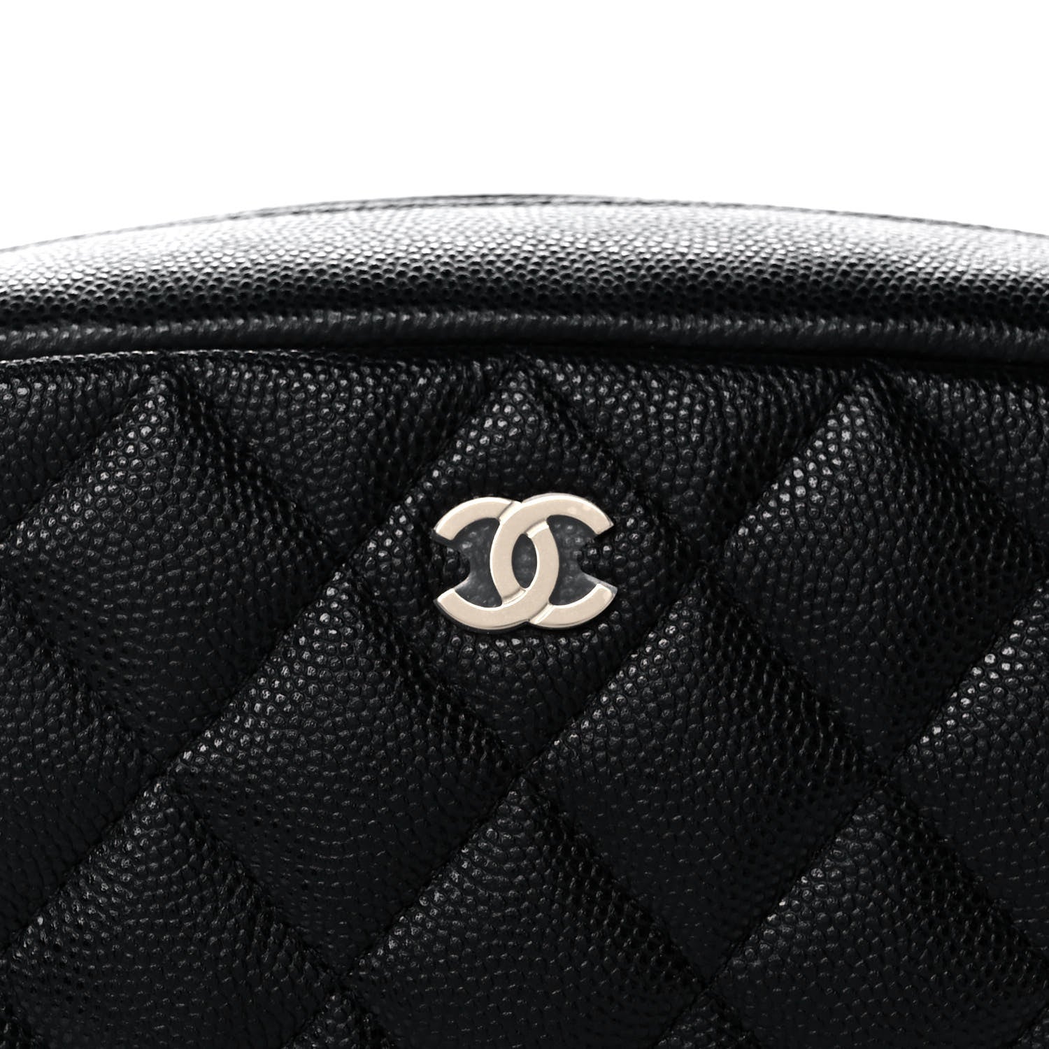 Chanel Caviar Quilted Curvy Pouch Cosmetic Case Black 8 of 11
