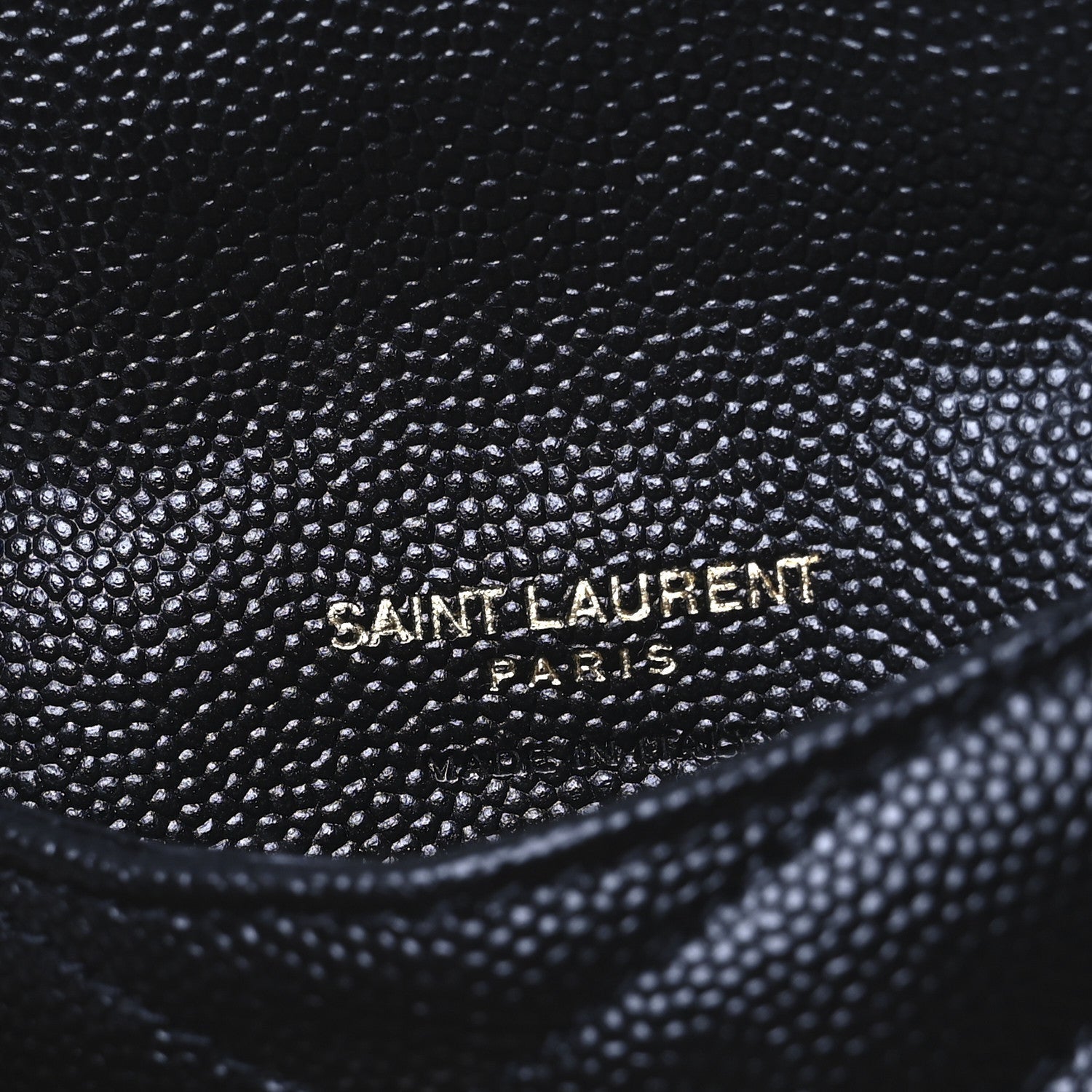 Saint Laurent Grain De Poudre Matelasse Chevron Monogram Compact Wallet Black 6 of 7