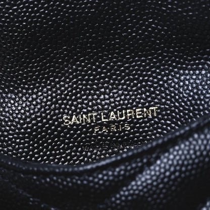 Saint Laurent Grain De Poudre Matelasse Chevron Monogram Compact Wallet Black 6 of 7