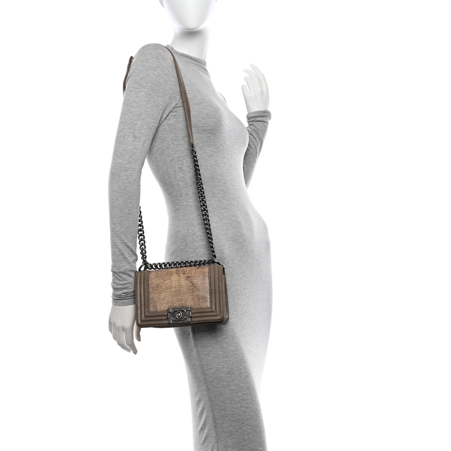 Chanel Metallic Lizard Iridescent Calfskin Small Boy Flap Grey 2 of 11