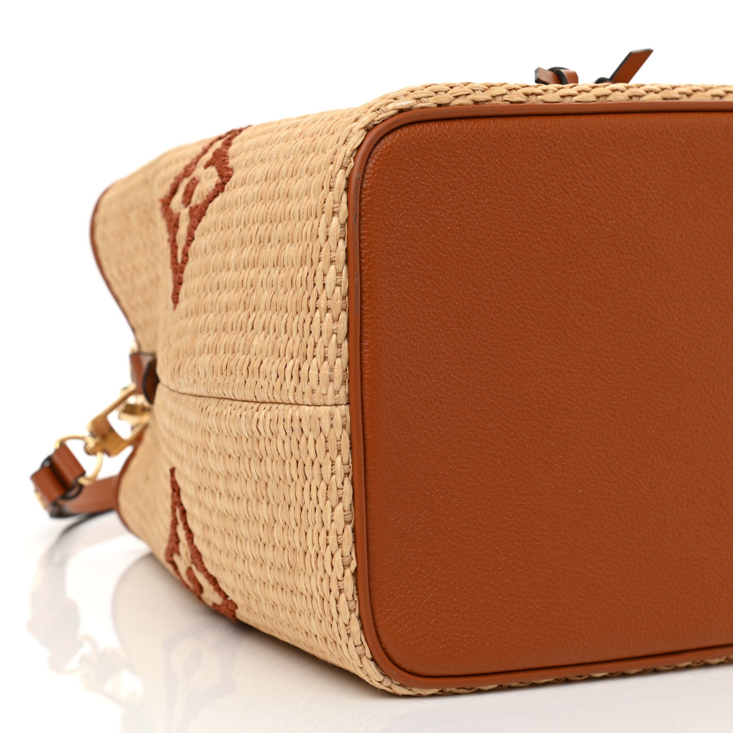 Raffia Calfskin Monogram Neonoe MM Tan