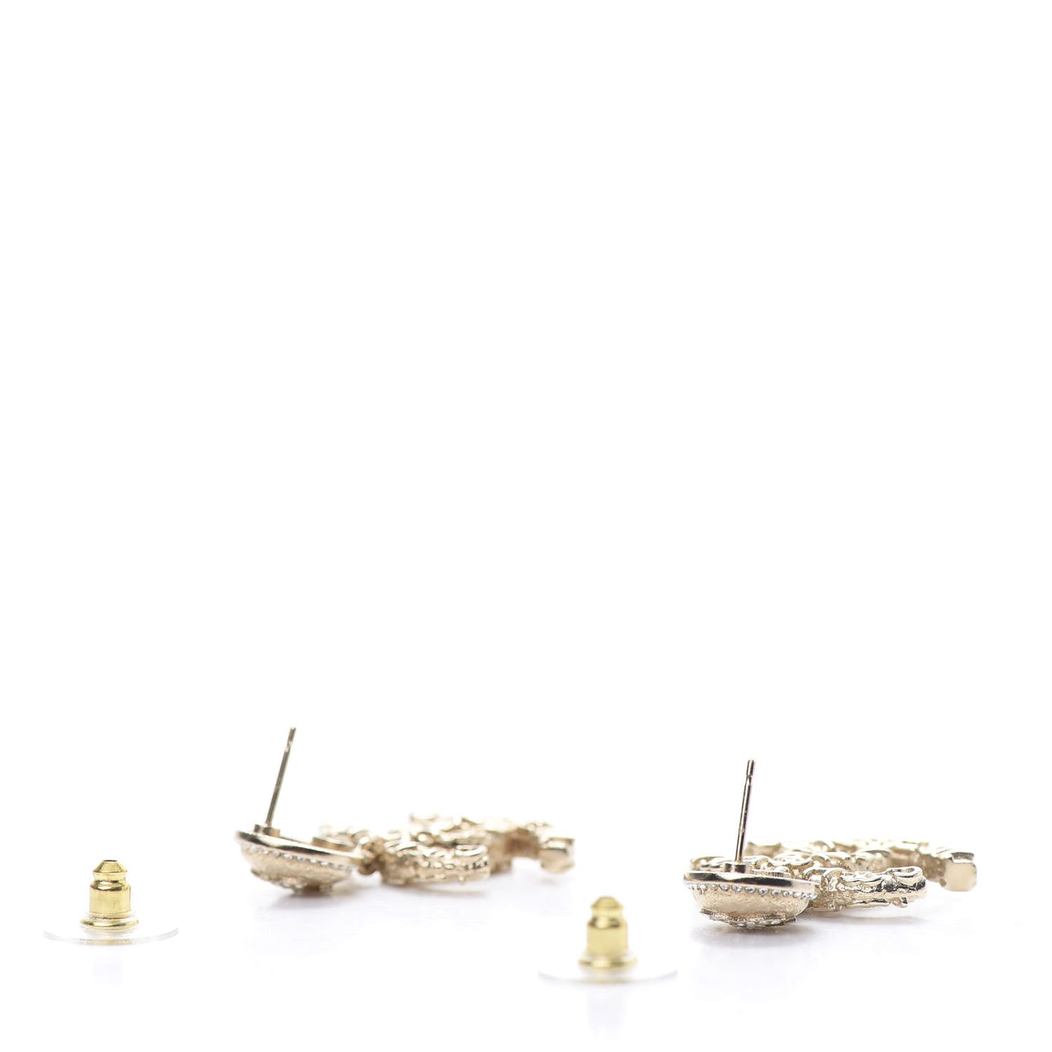 Chanel Crystal CC Drop Logo Earrings Gold 3 of 5