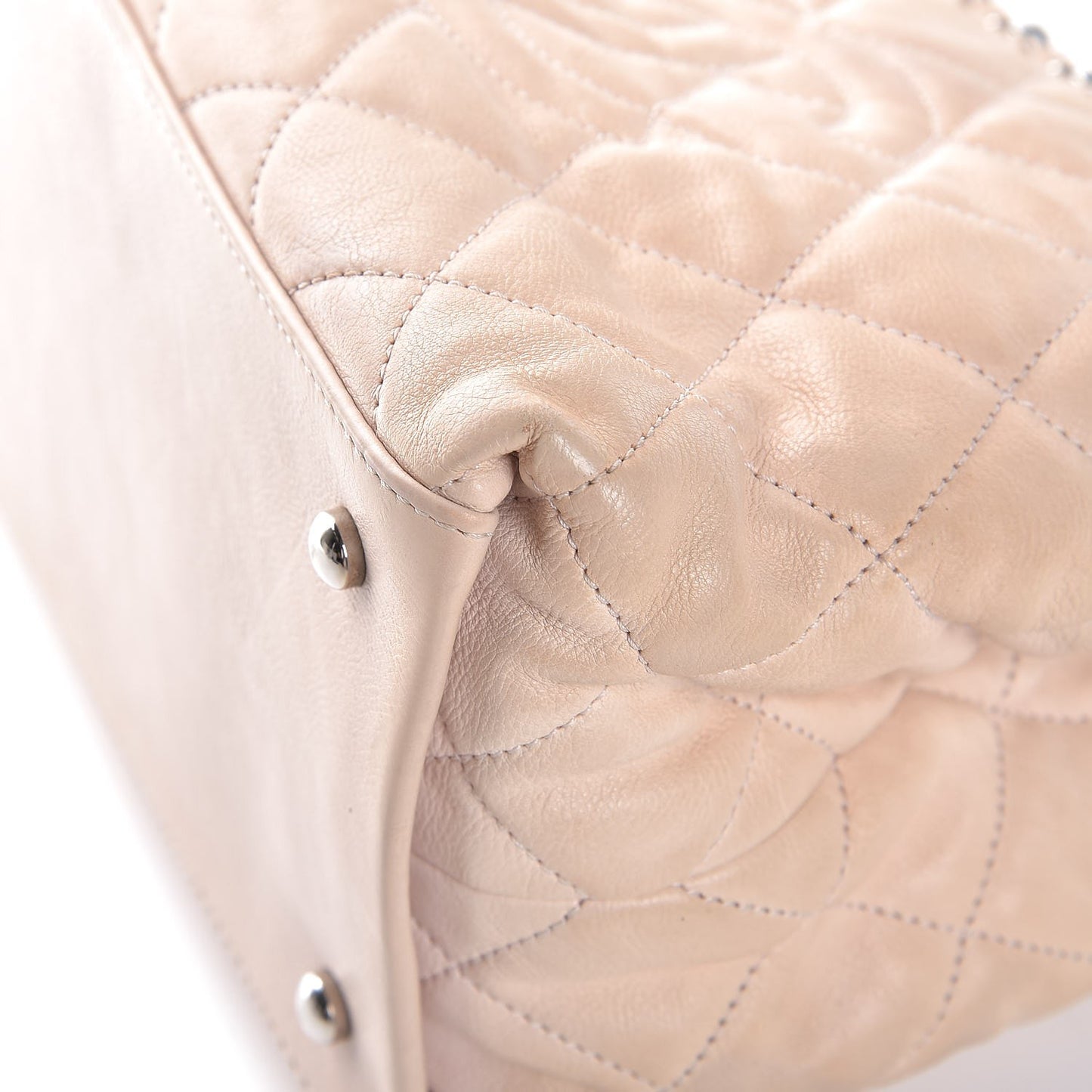 Lambskin Quilted Mini Chain Me Tote Light Beige