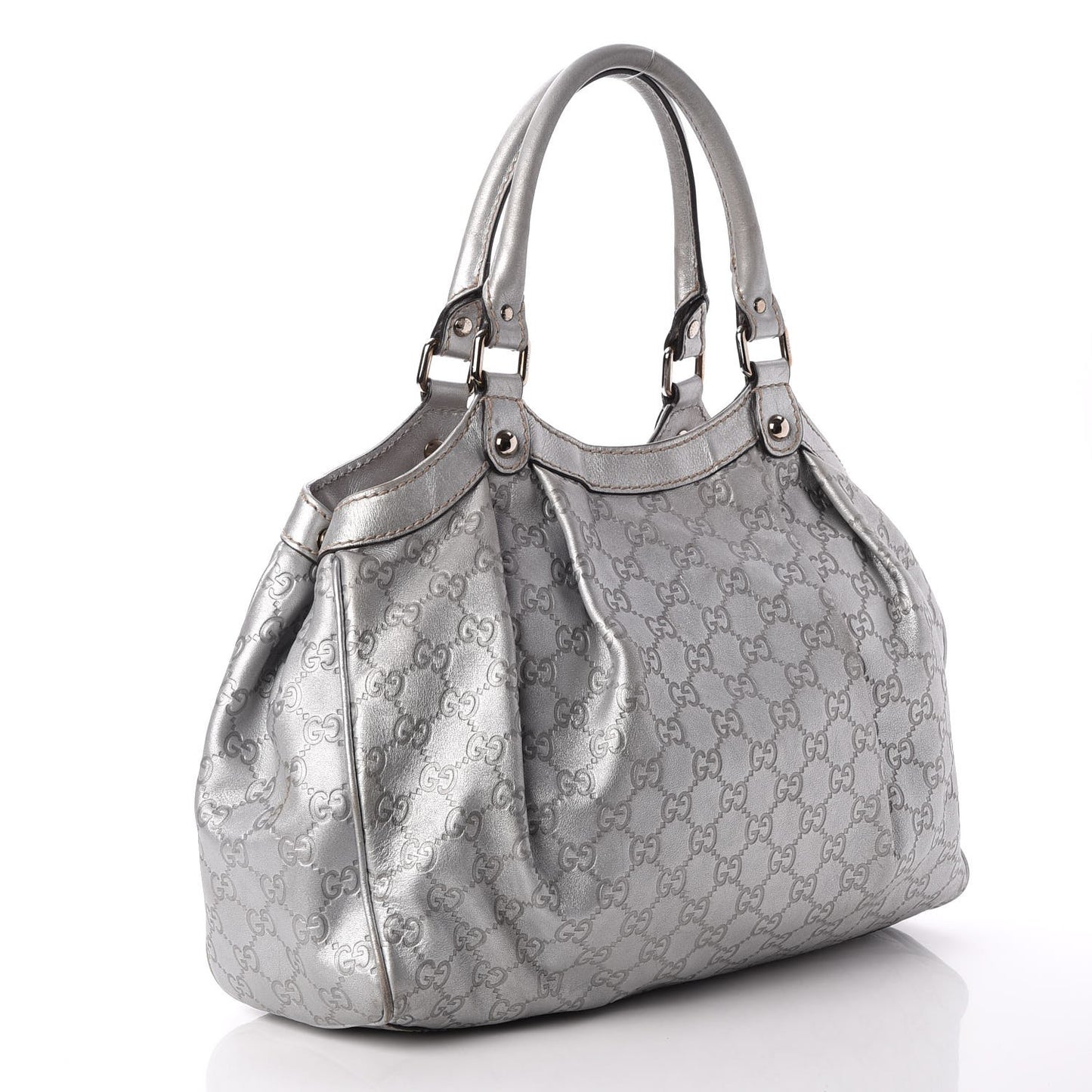 Guccissima Medium Sukey Tote Silver
