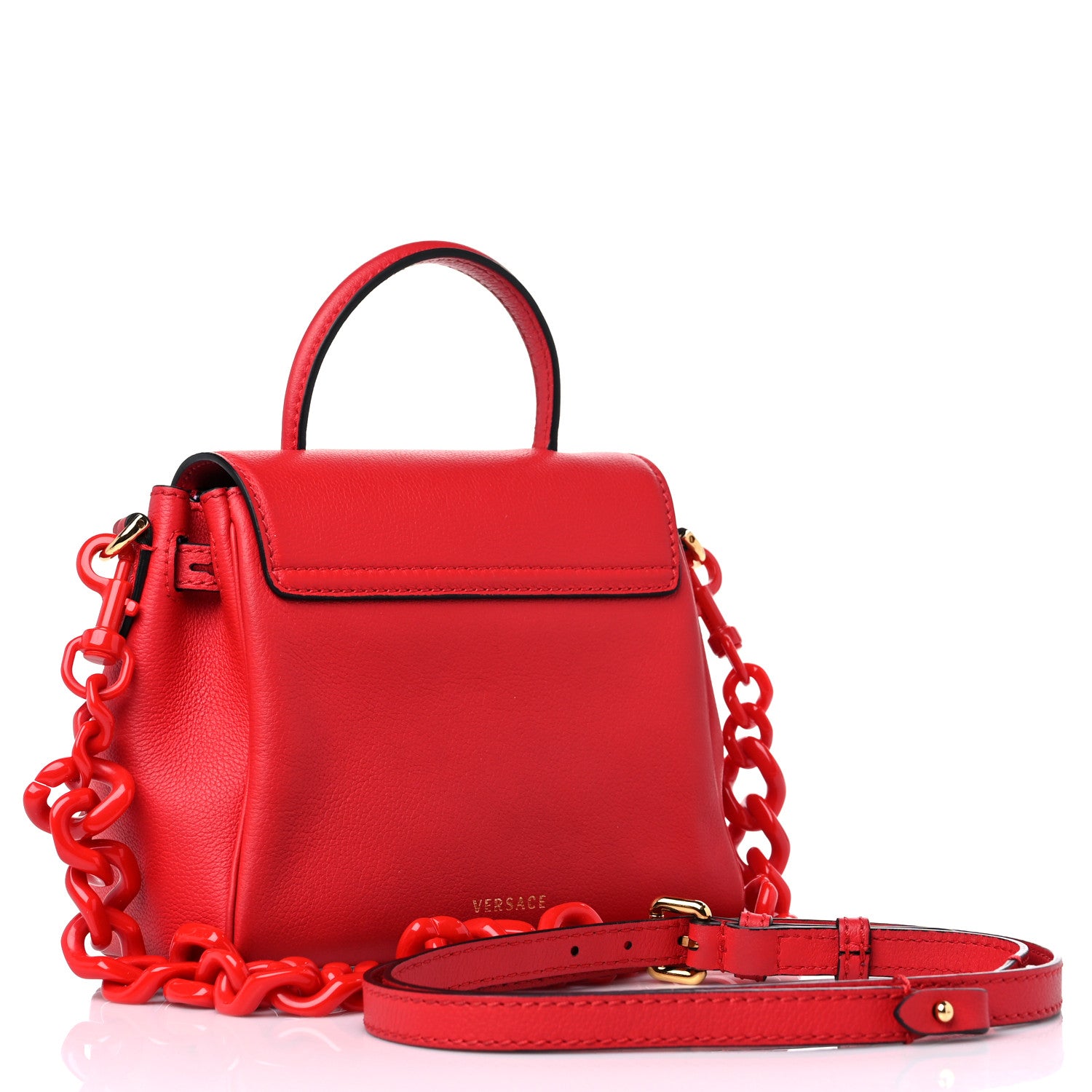 Versace Grained Calfskin Medium La Medusa Bag Red 3 of 17