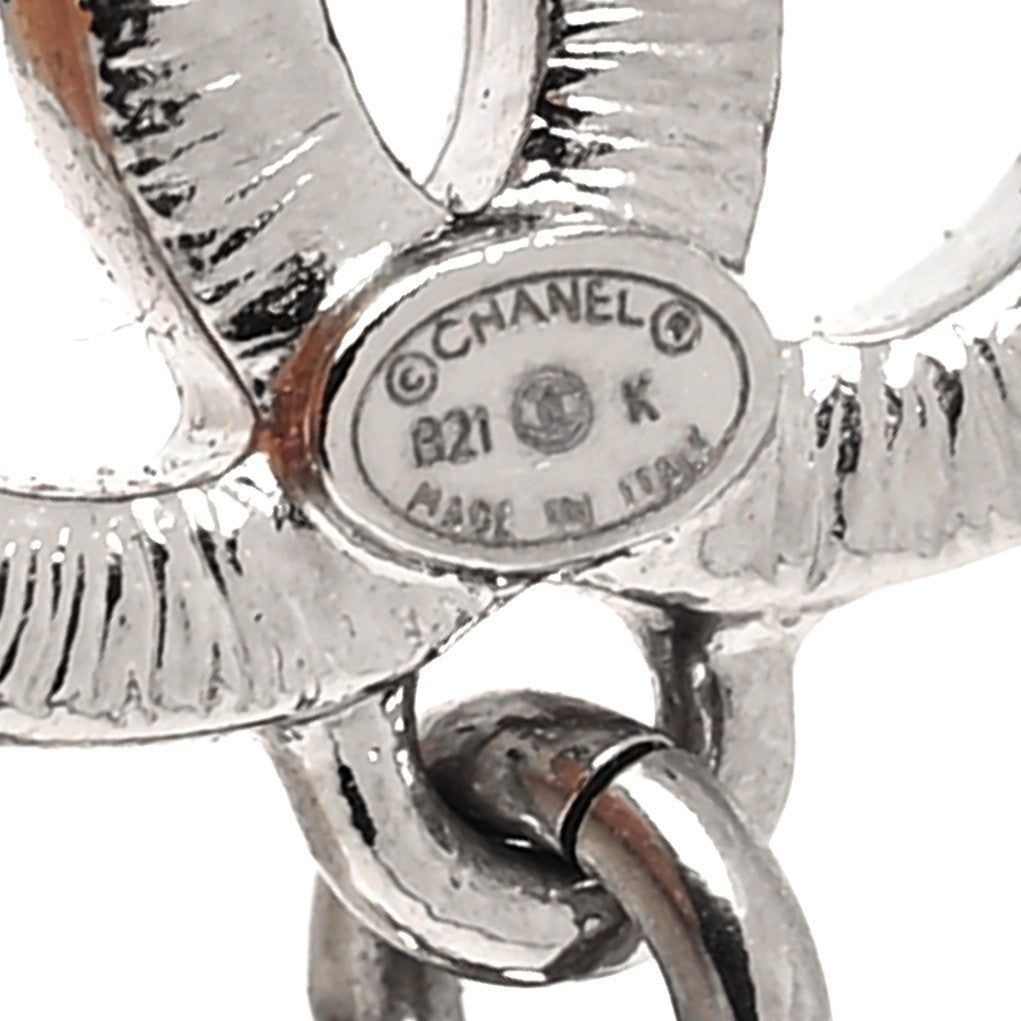 Chanel Crystal CC Teardrop Earrings Silver 4 of 4