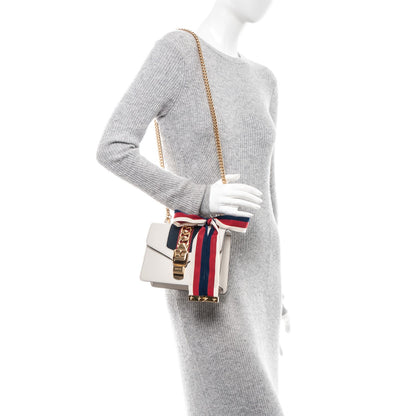 Gucci Calfskin Mini Sylvie Chain Shoulder Bag White 2 of 9