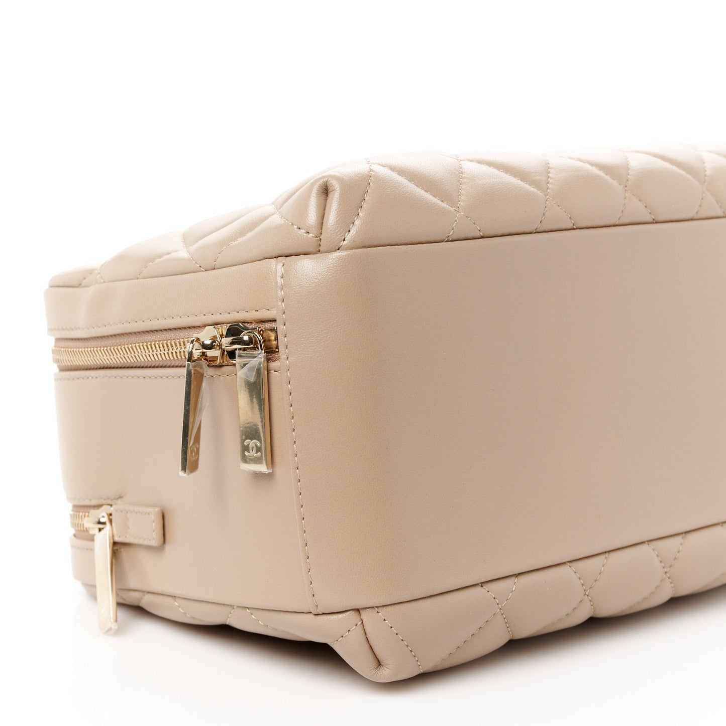 Lambskin Quilted Medium Trendy CC Bowling Bag Beige