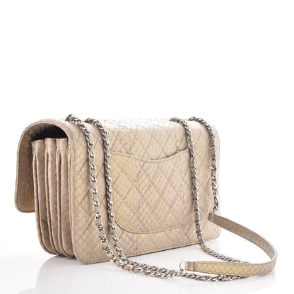 Chanel Iridescent Python Quilted Medium Clam Pocket Flap Gold 3 of 8