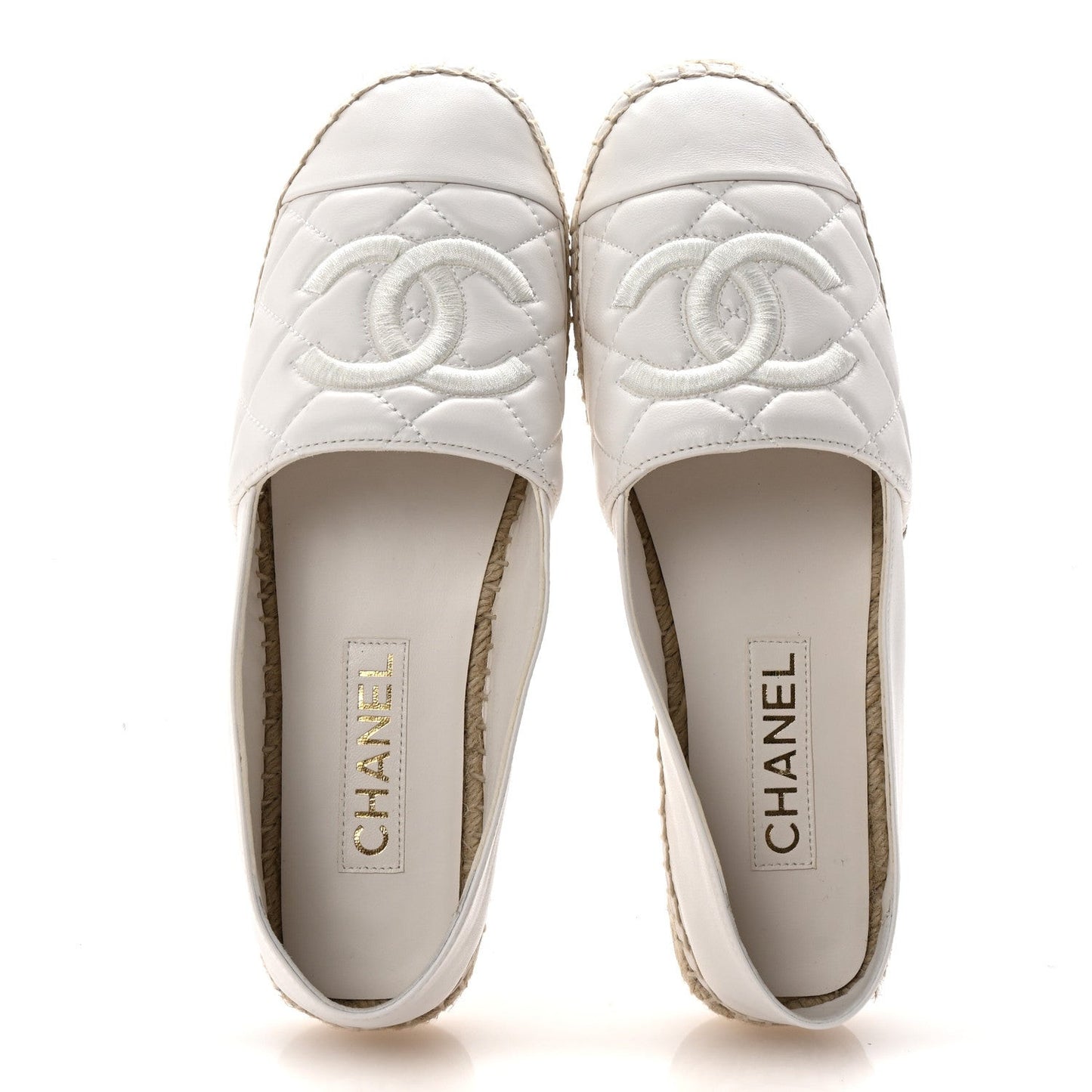 Lambskin Quilted CC Espadrilles 41 White