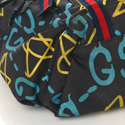 Gucci Techno Canvas GucciGhost Double Buckle Backpack Black New Acquamarine 9 of 13