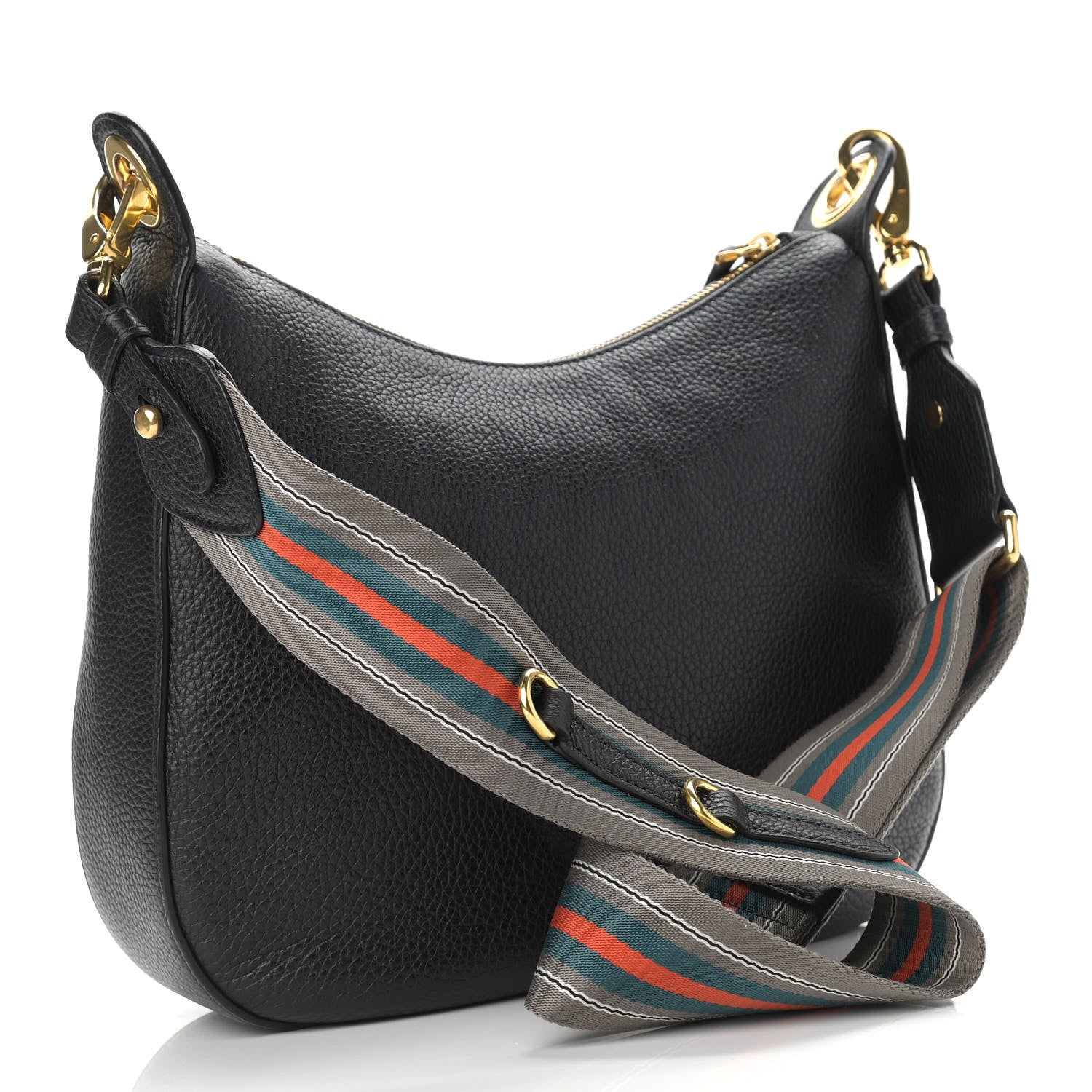 Prada Vitello Phenix Zippered Messenger Hobo Black 3 of 10