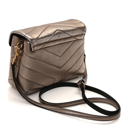 Saint Laurent Metallic Calfskin Y Quilted Monogram Toy Loulou Crossbody Bag Piombo 2 of 8