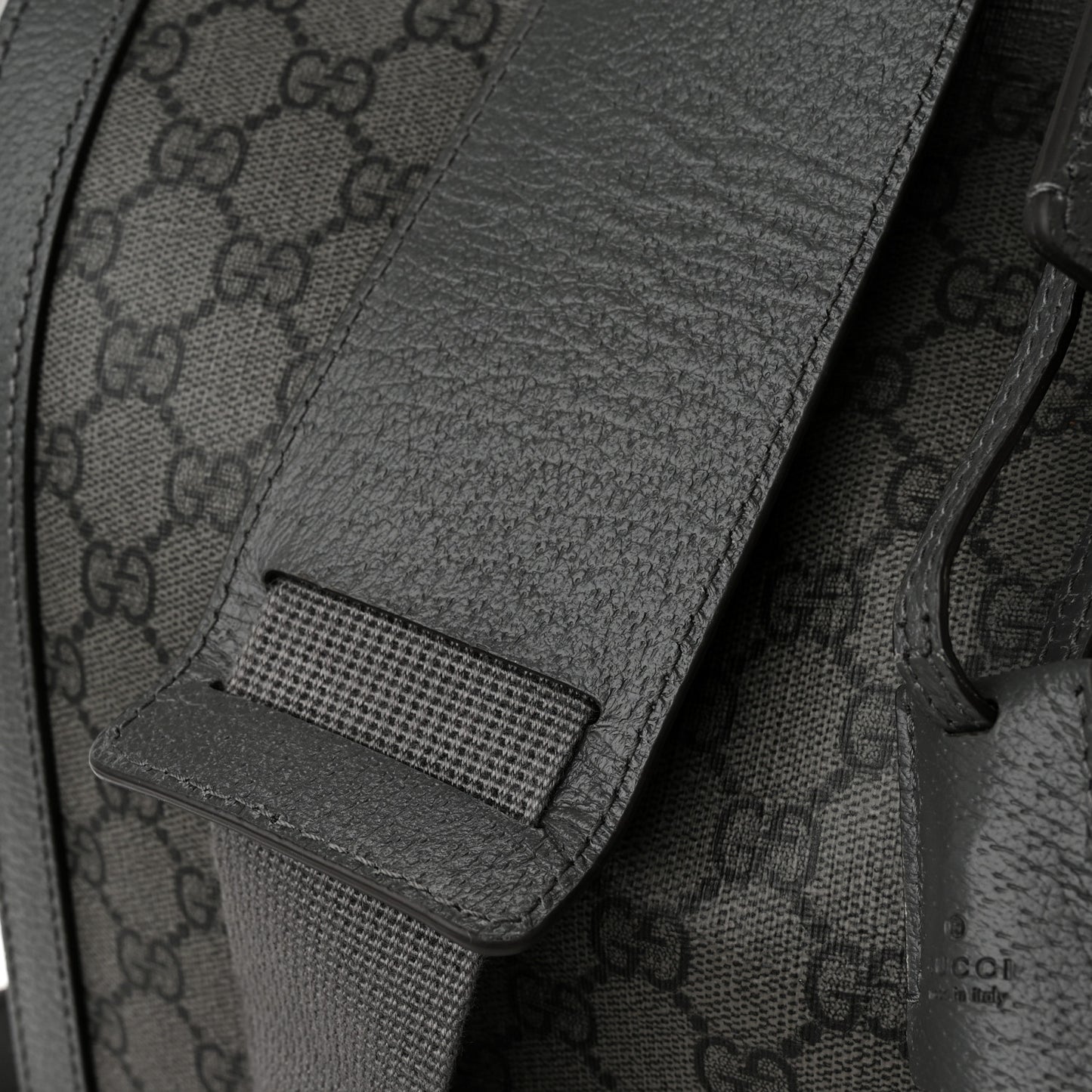 GG Supreme Monogram Textured Dollar Calfskin Large Savoy Duffle Bag Grey Black Graphite Grey