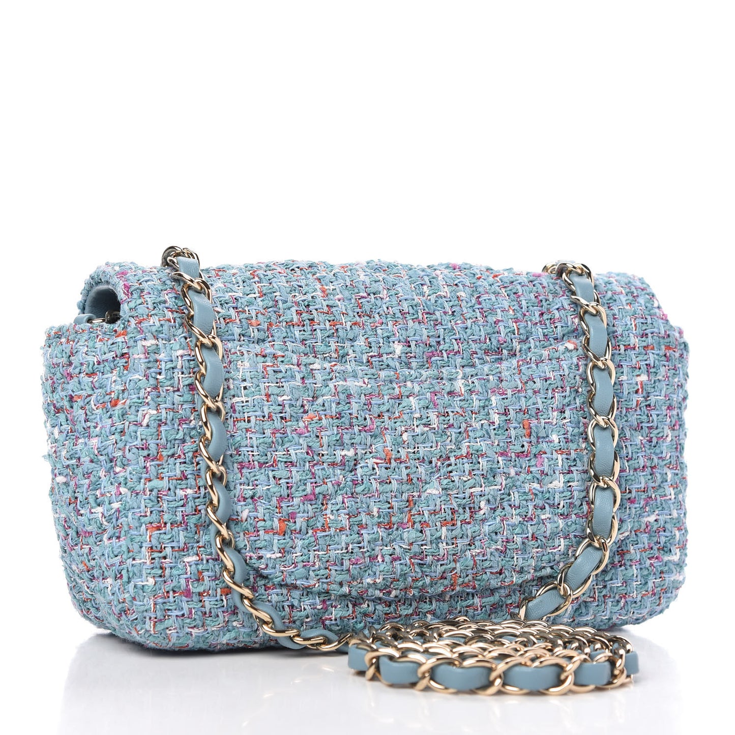 Tweed Quilted Mini Rectangular Flap Turquoise Purple White Red