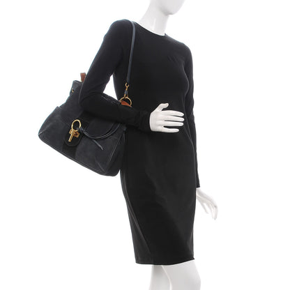 Chloe Suede Medium Lexa Shoulder Bag Silver Blue 3 of 21