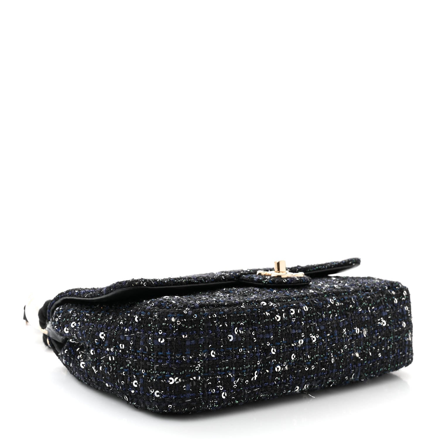 Chanel Tweed Medium Pearl Handle Flap Black Ecru 4 of 7