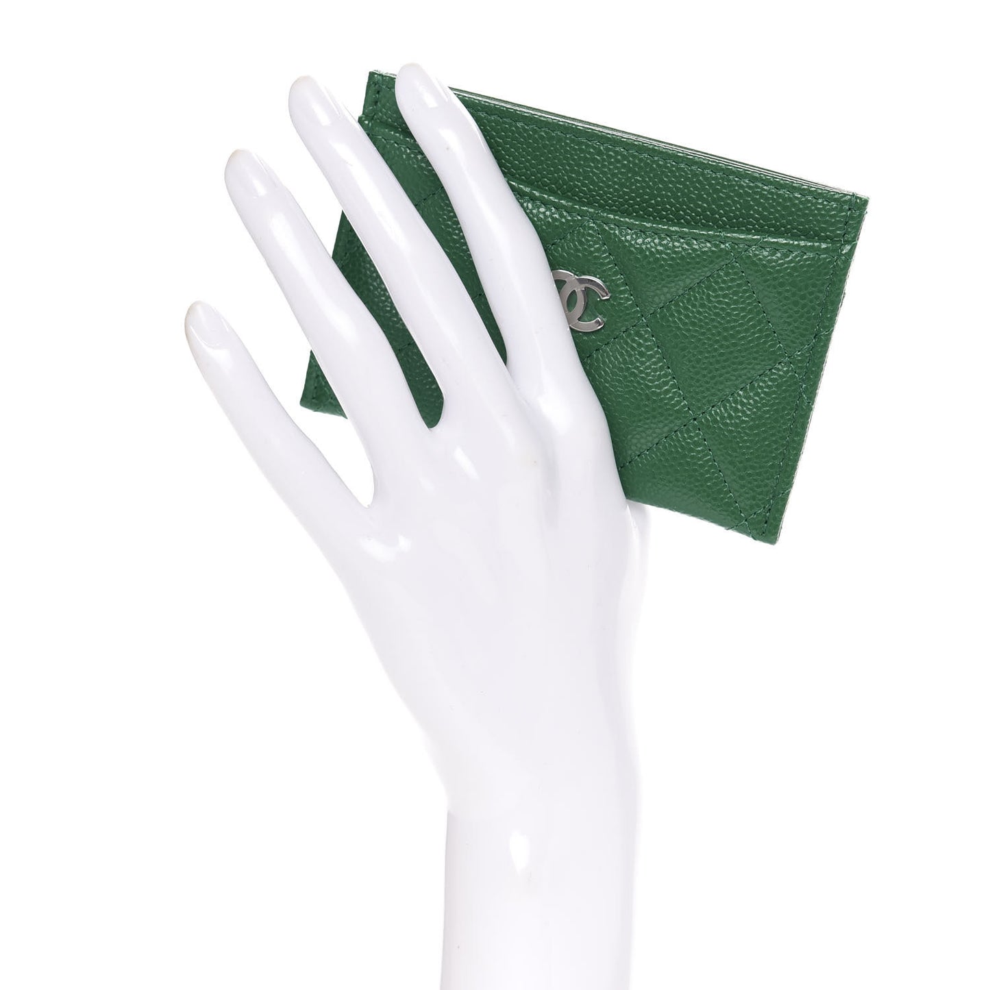 Caviar Quilted Card Holder Green