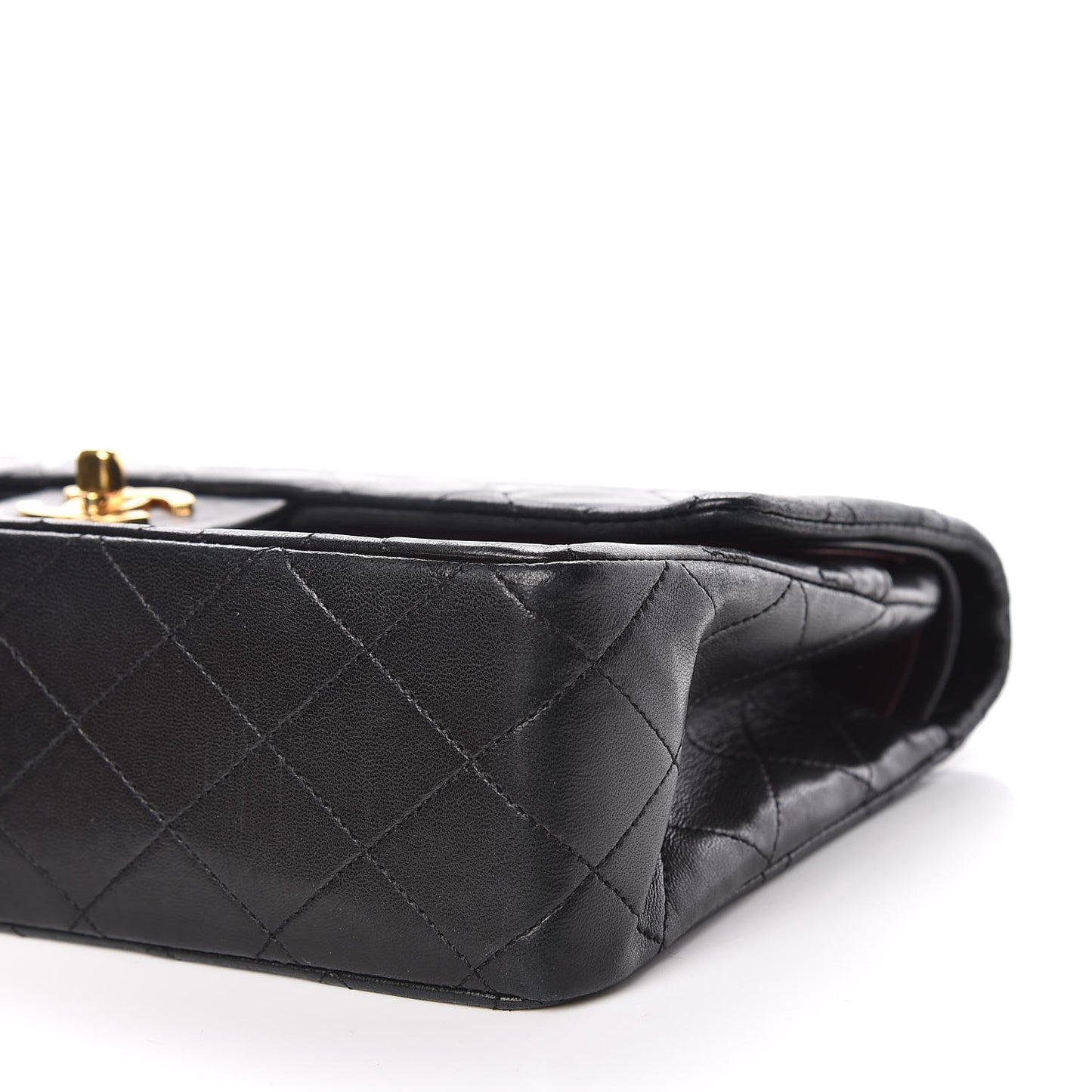 Lambskin Quilted Medium Double Flap Black