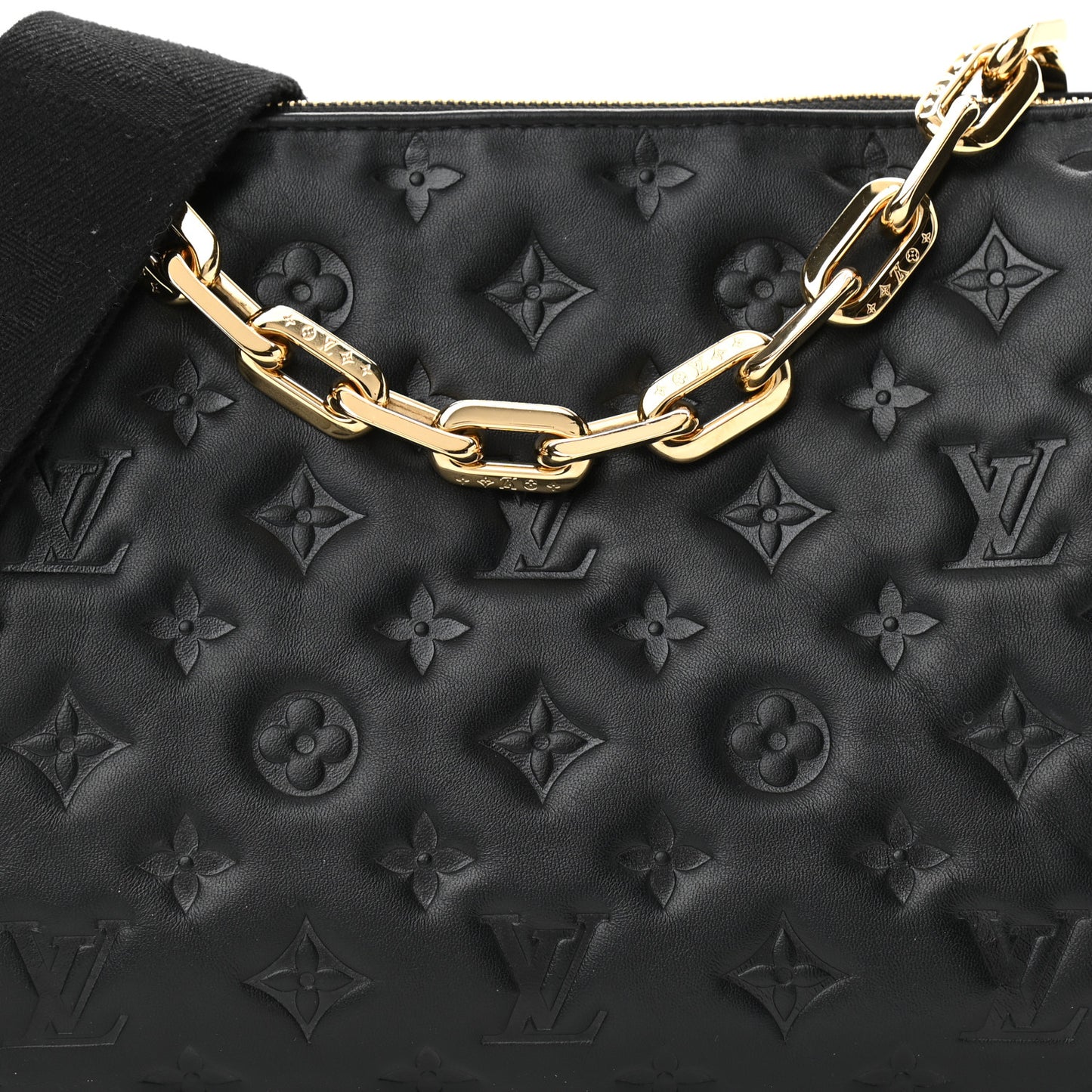 Lambskin Embossed Monogram Coussin PM Black