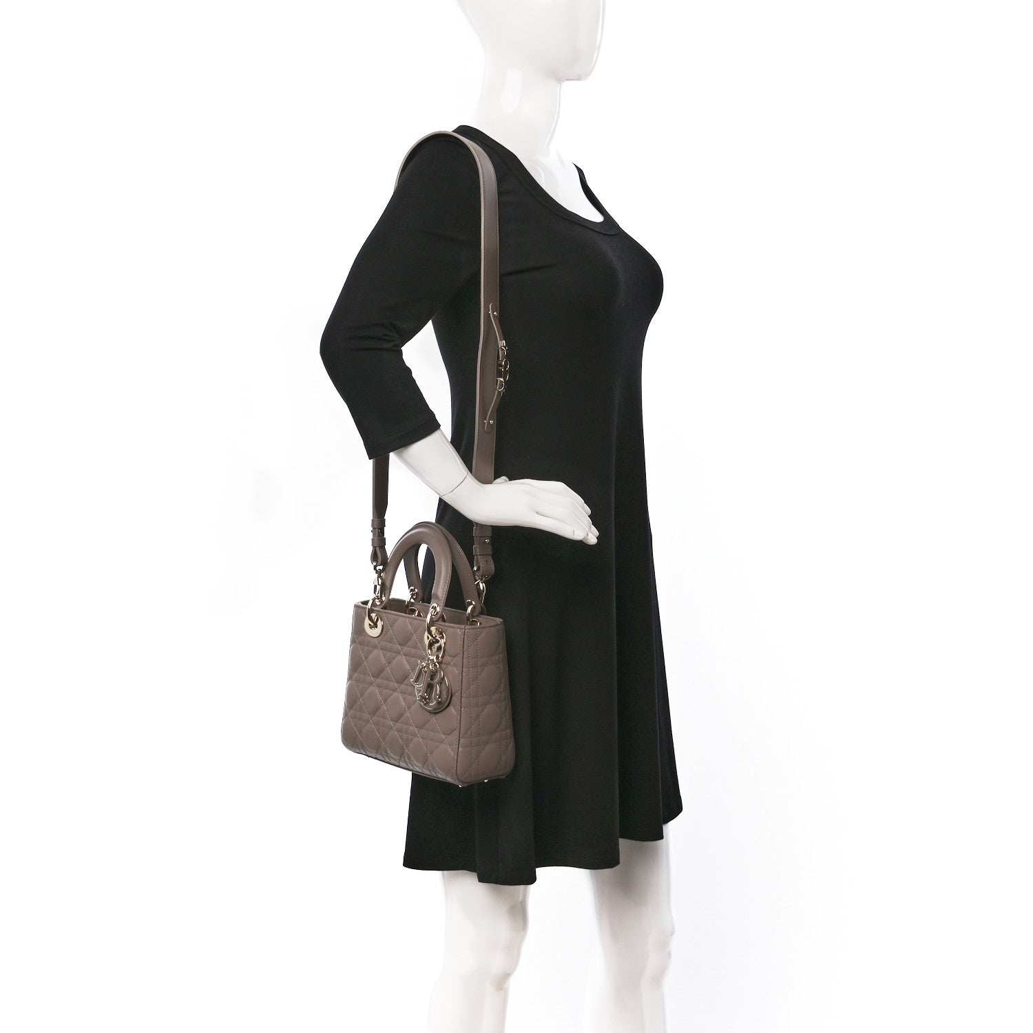 Christian Dior Lambskin Cannage Small My ABCDior Lady Dior Warm Taupe 2 of 8