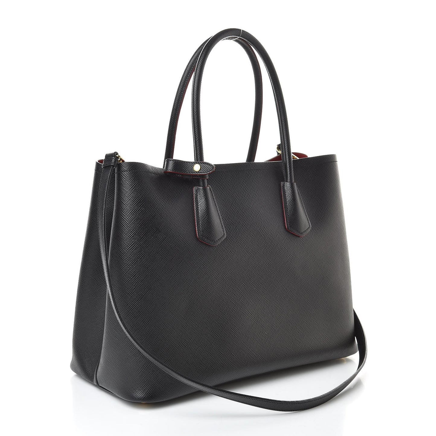 Saffiano Cuir Large Double Bag Black Fuoco