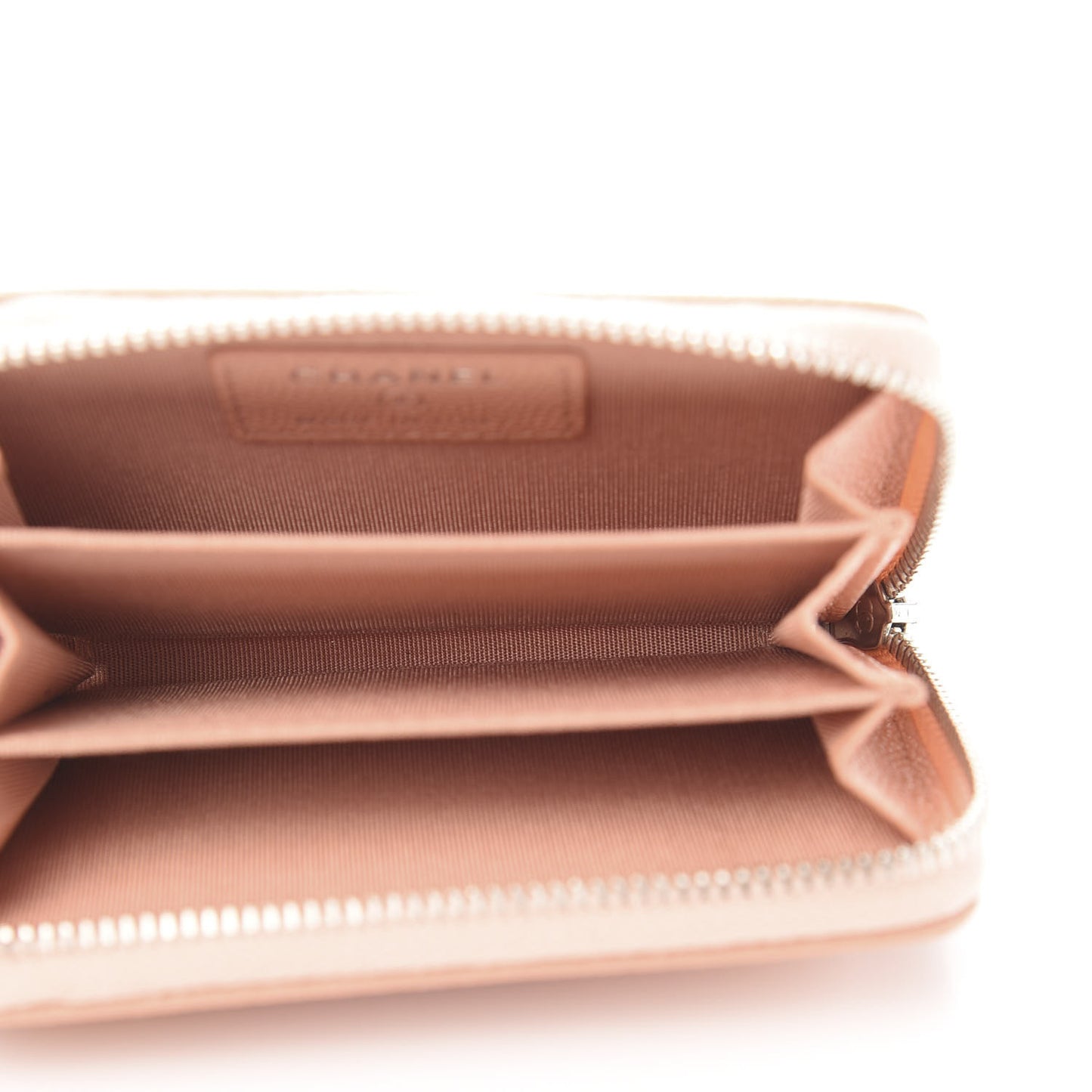 Caviar CC Small Zip Around Coin Purse Beige