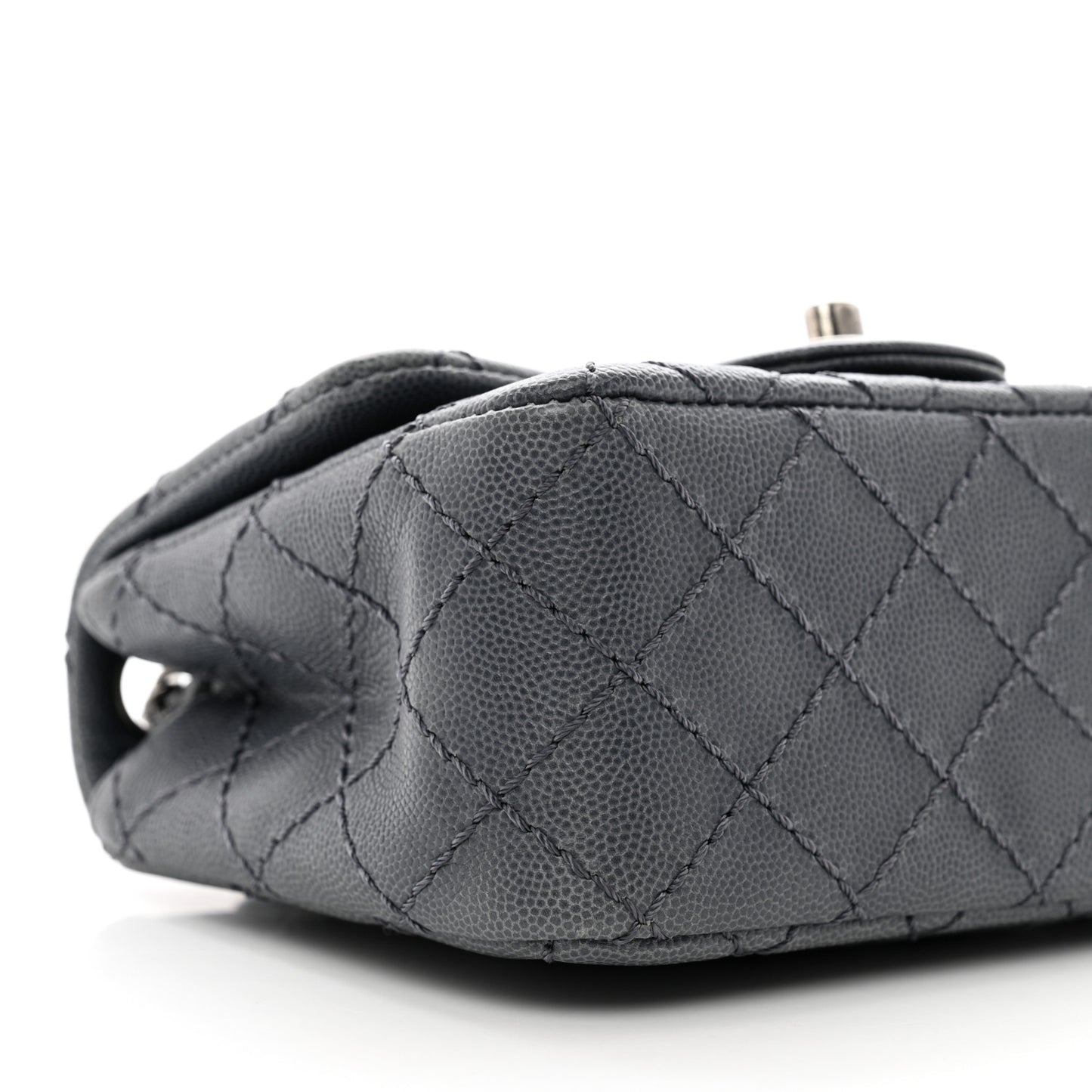 Caviar Quilted Mini Square Flap Dark Grey