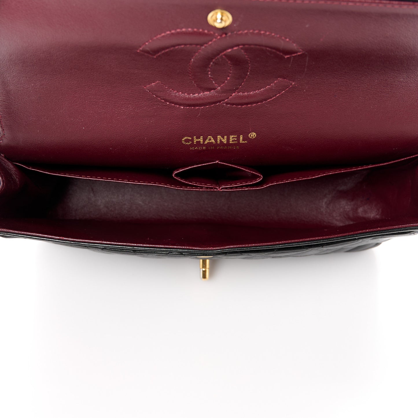 Lambskin Quilted Medium Double Flap Black