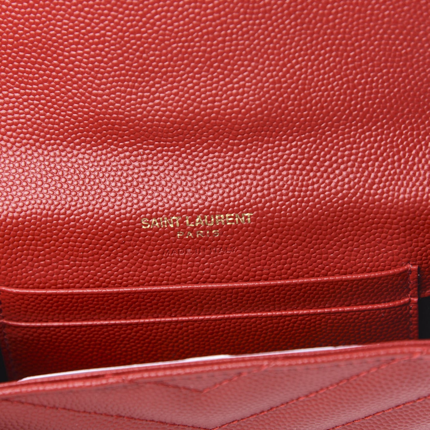 Grain De Poudre Matelasse Chevron Small Monogram Envelope Wallet New Red