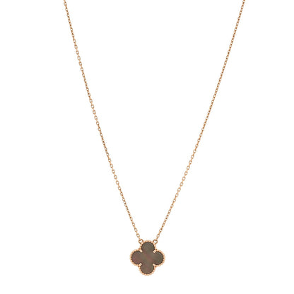 Van Cleef & Arpels 18K Rose Gold Gray Mother of Pearl Vintage Alhambra Pendant Necklace Grey 2 of 5