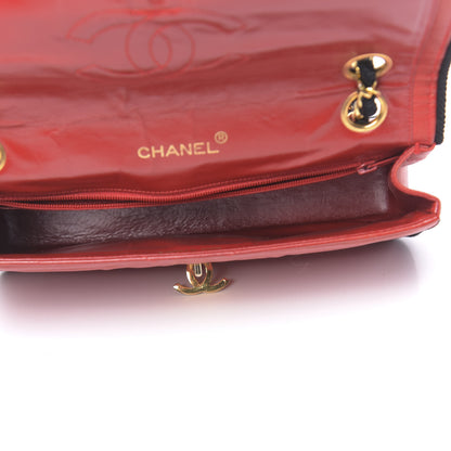 Chanel Lambskin Scallop Quilted Single Flap Red Black 4 of 11