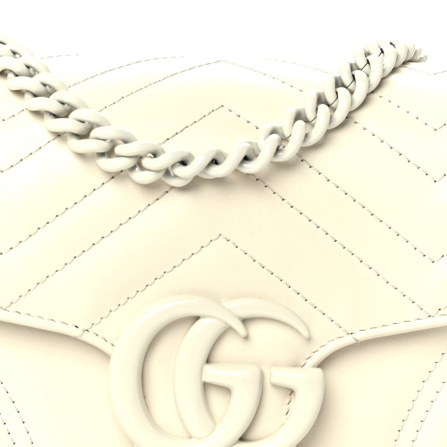 Gucci Calfskin Matelasse Monochrome GG Marmont Crossbody Shoulder Bag  White 6 of 8