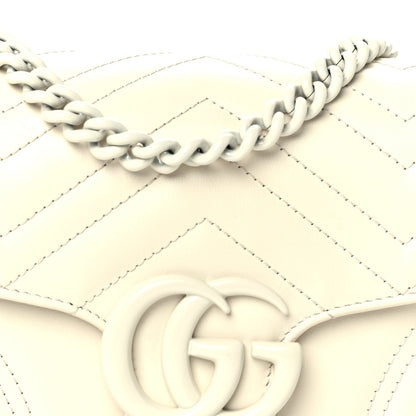 Gucci Calfskin Matelasse Monochrome GG Marmont Crossbody Shoulder Bag  White 6 of 8
