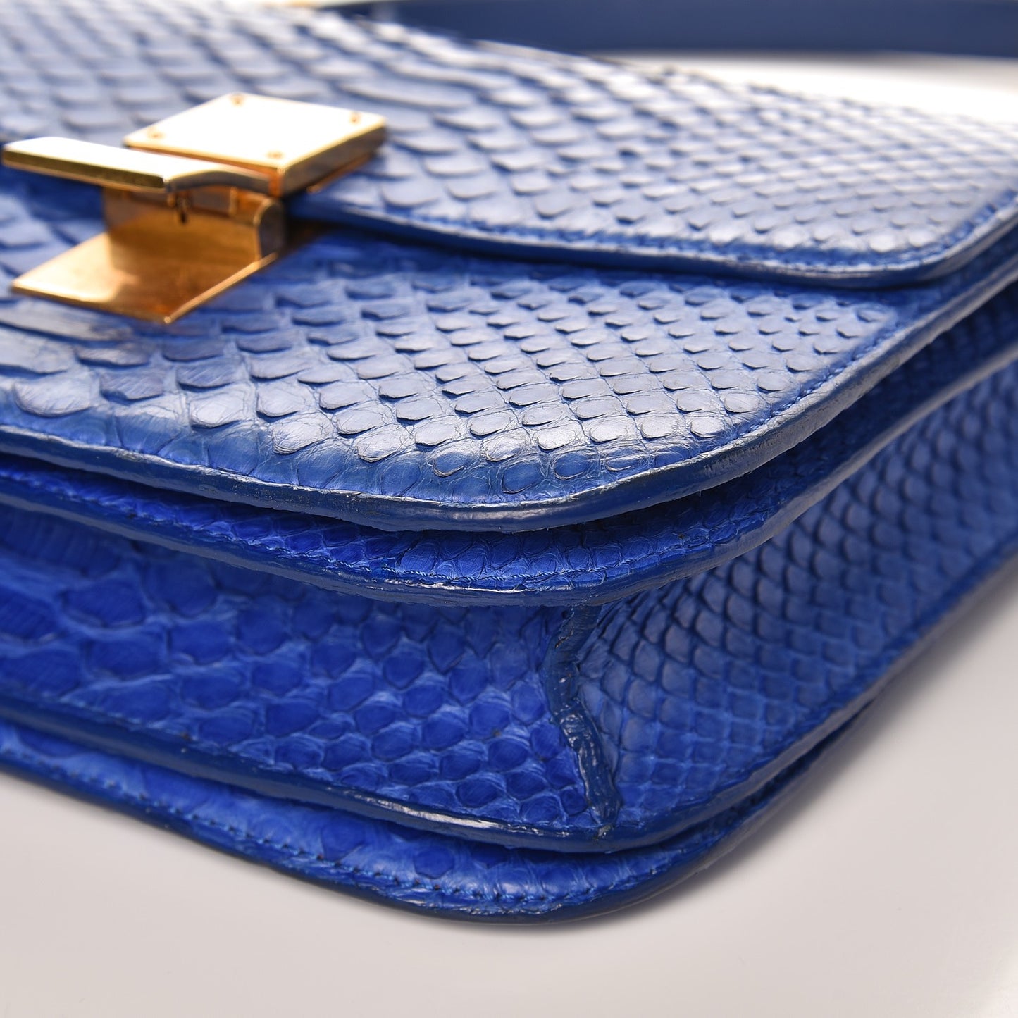 Python Medium Classic Box Flap Bag Indigo