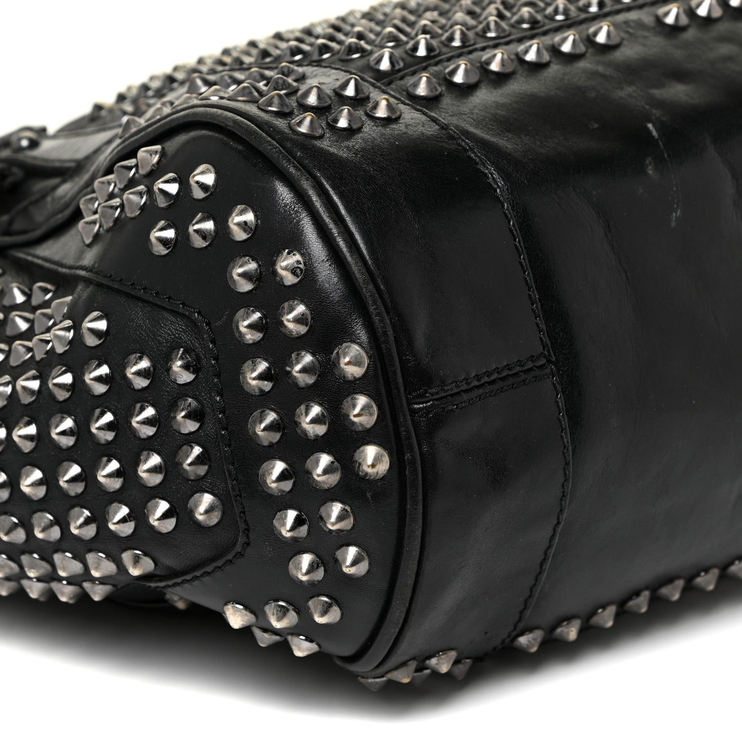 Lambskin Studded Small Edenham Satchel Black