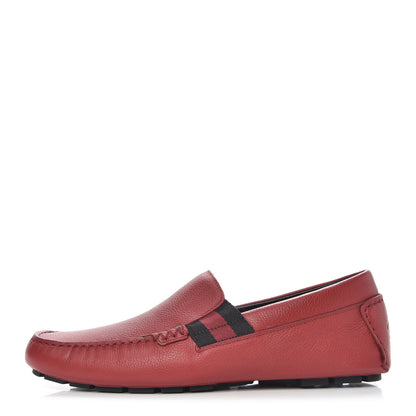 Gucci Calfskin Web Mens Driver Loafers 8 Red 1 of 8
