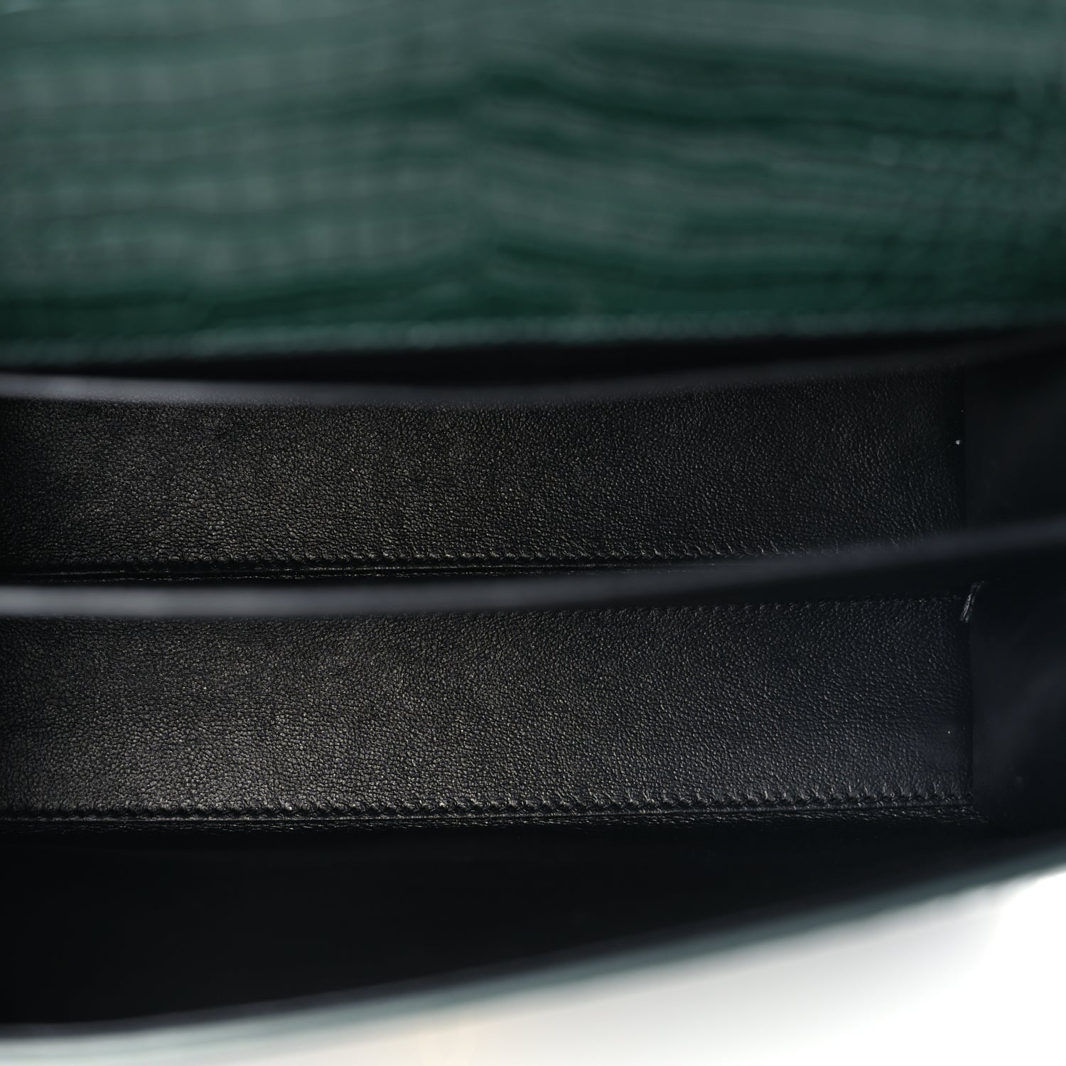 Saint Laurent Calfskin Crocodile Embossed Medium Classic Monogram Cassandra Top Handle Dark Mint 4 of 8