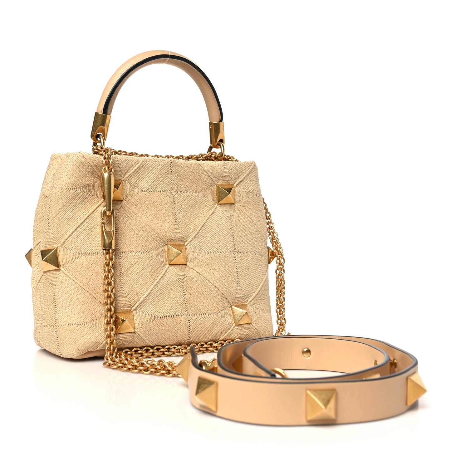 Raffia Small Roman Stud The Handle Bag Natural