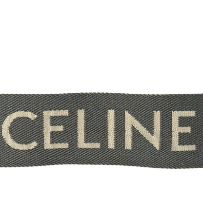 Celine Jacquard Wool Logo Long Strap Grey White 3 of 4