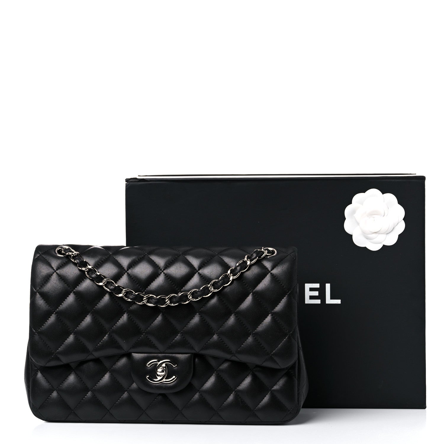 Chanel Lambskin Quilted Jumbo Double Flap Black 15 of 18
