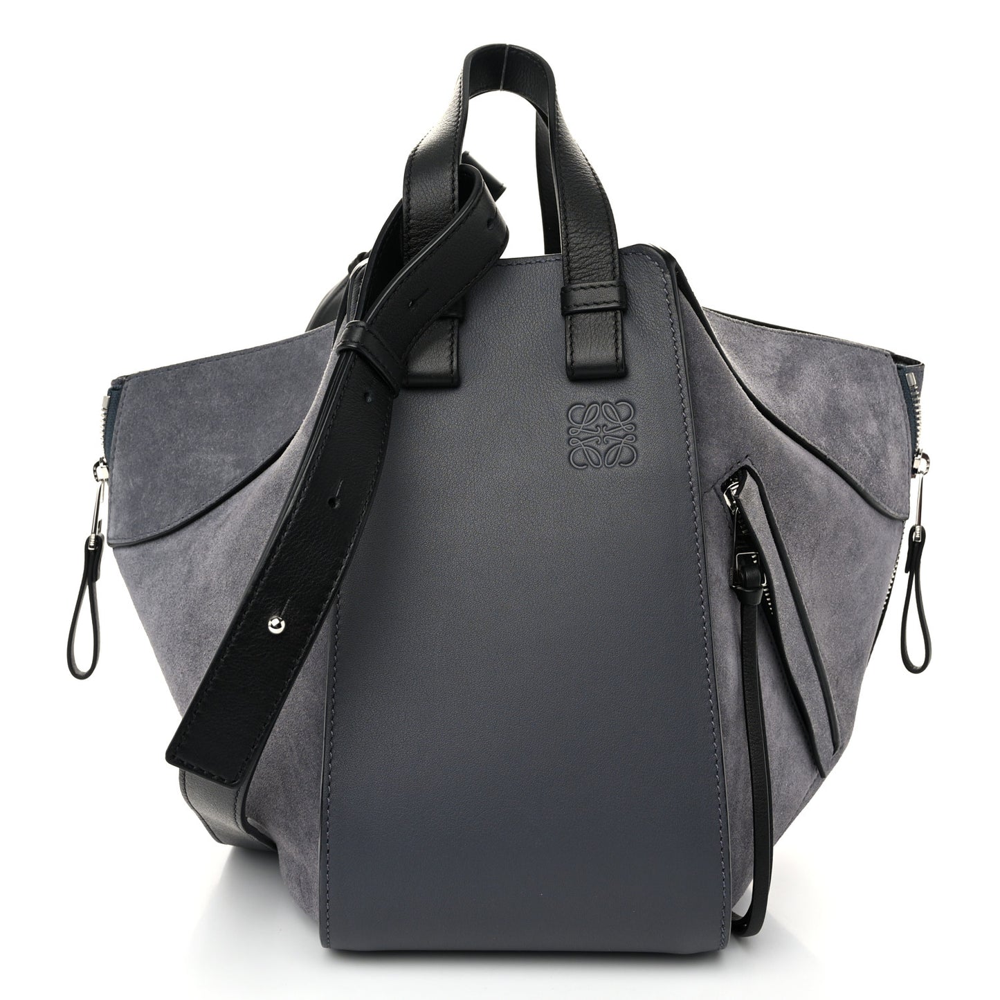 Calfskin Small Hammock Shoulder Bag Grey Black