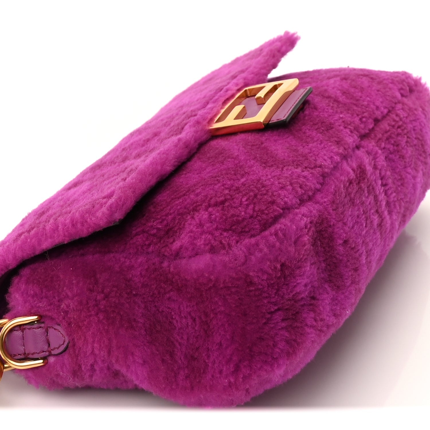 Fendi Shearling Vitello Dolce Macro FF 1974 Baguette  Bouganville 8 of 8