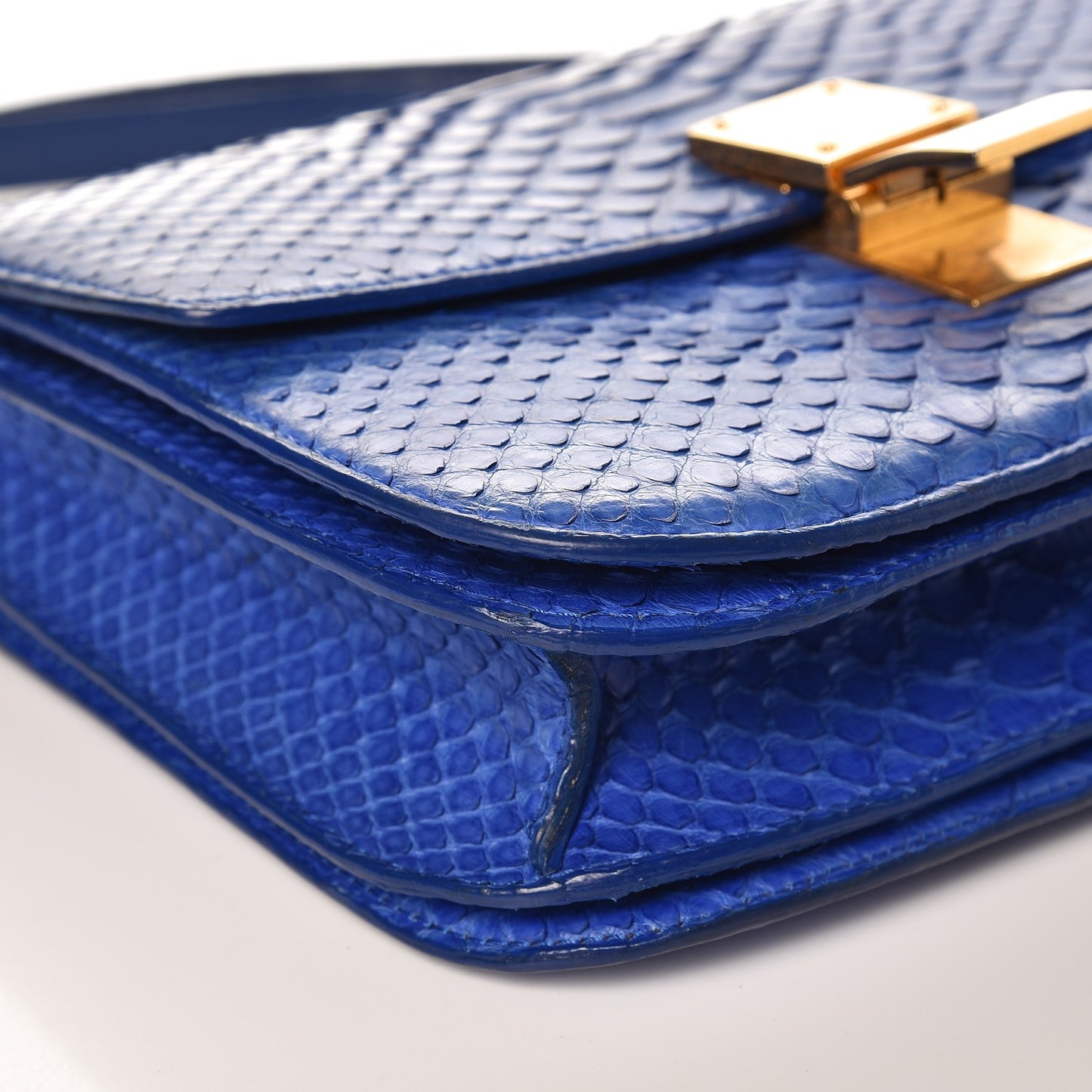 Python Medium Classic Box Flap Bag Indigo