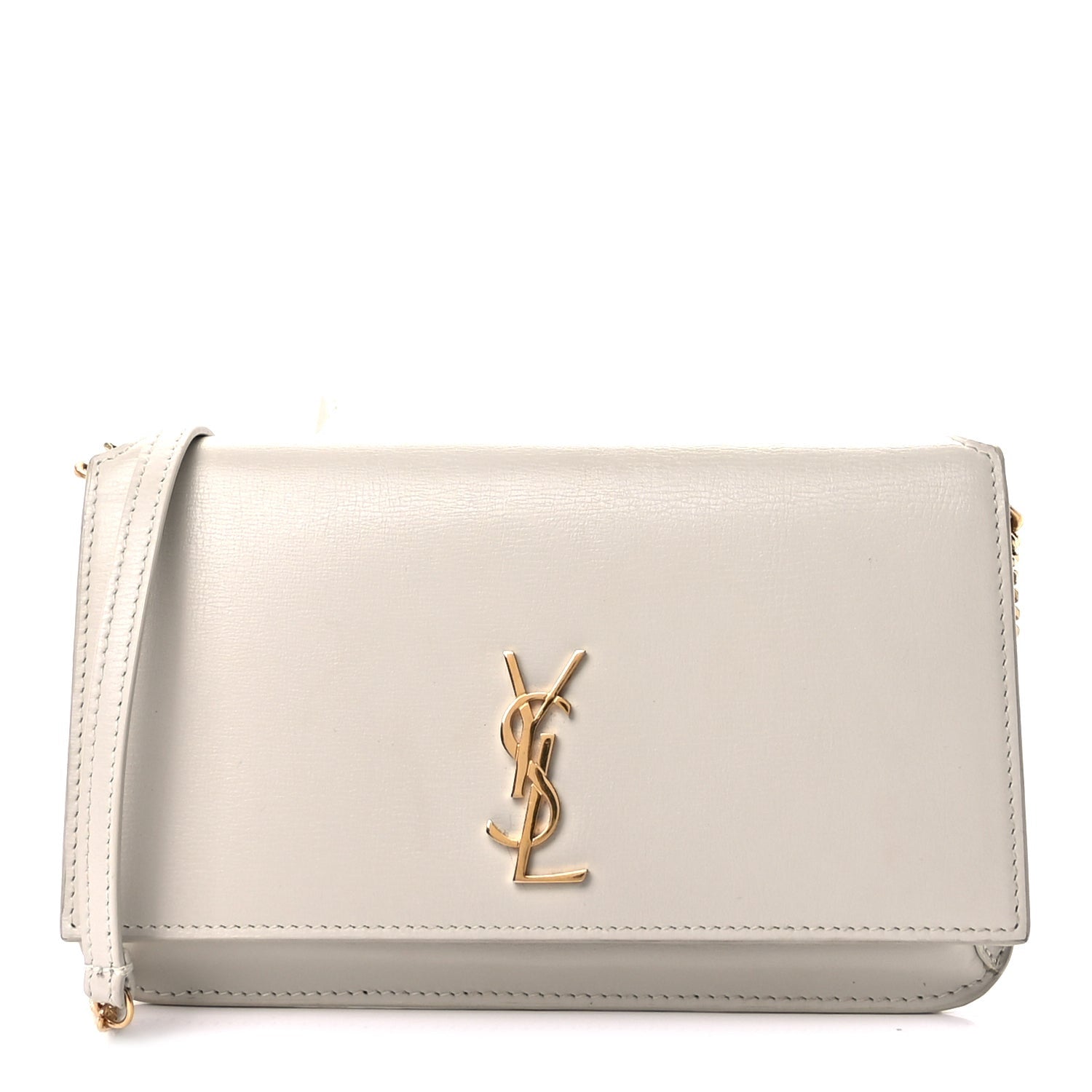 Saint Laurent Smooth Calfskin Monogram Phone Holder Crossbody Crema Soft 1 of 7