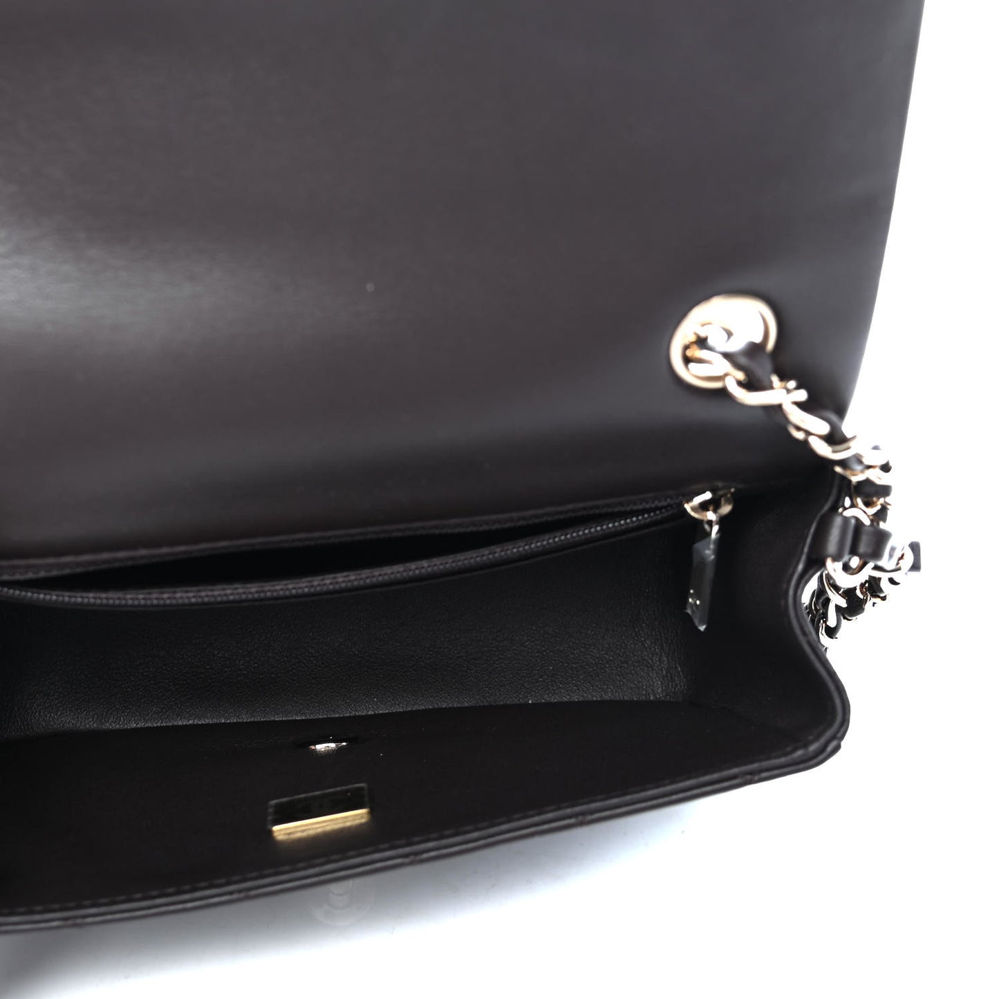 Lambskin Quilted Mini Rectangular Flap Dark Brown