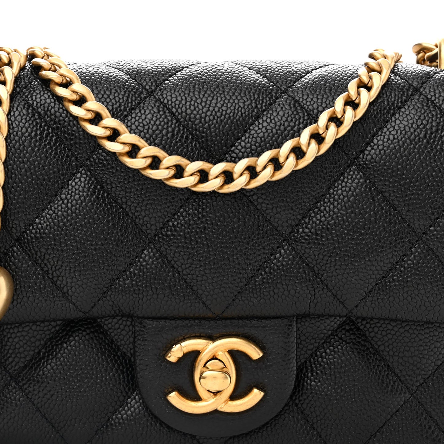 Caviar Quilted Mini Sweetheart Rectangular Flap Black