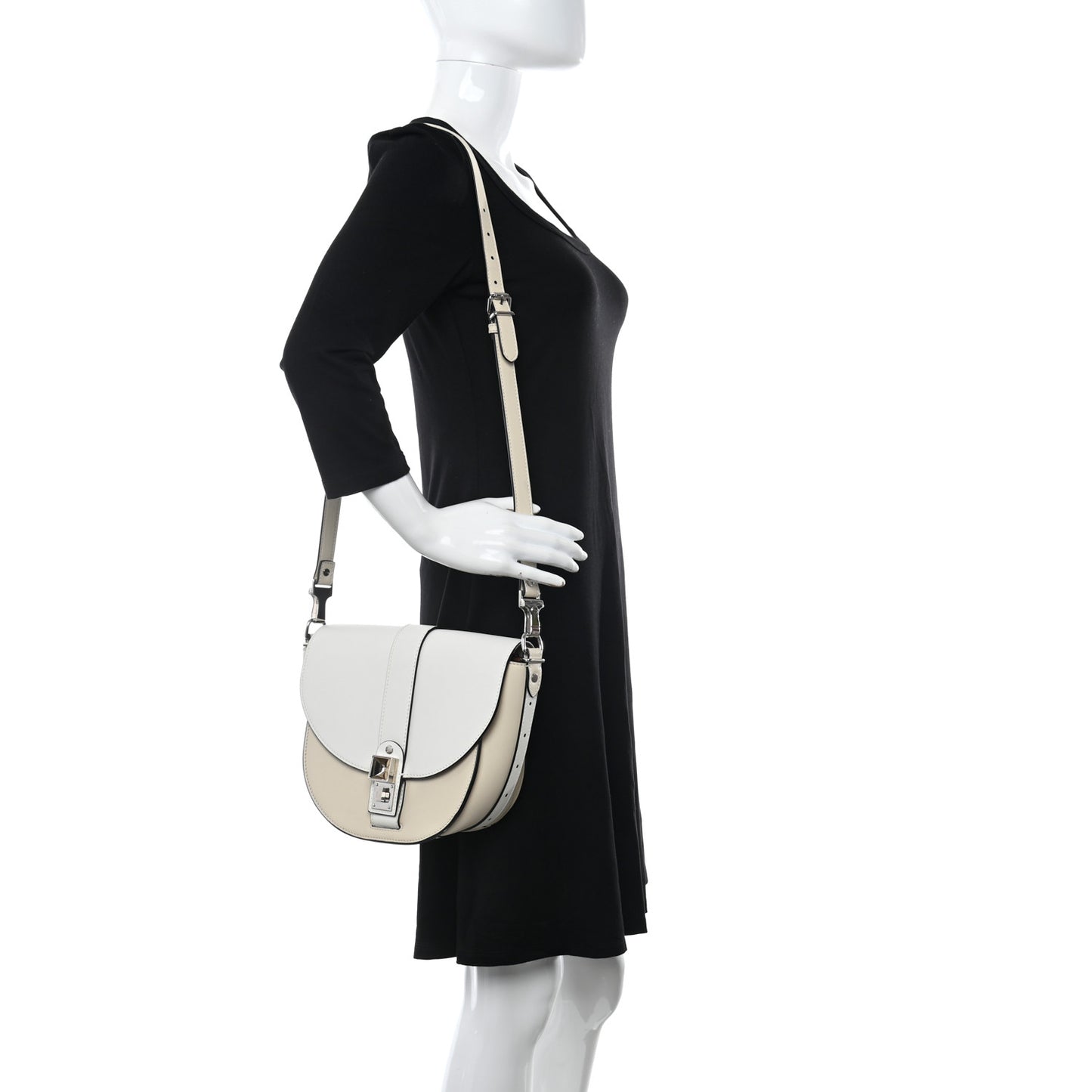 Calfskin PS11 Medium Saddle Bag Optical White Clay