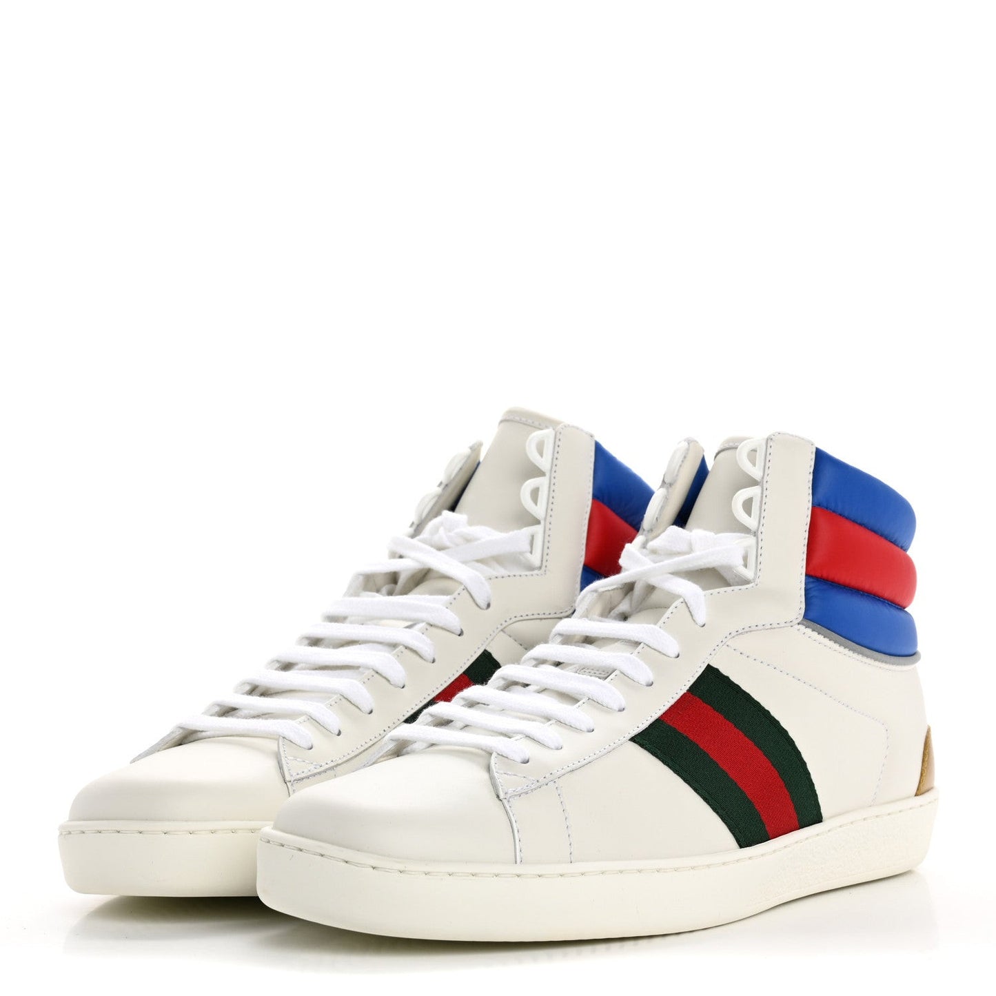 Calfskin Web Mens Ace High Top Sneakers 9 White Bright Splash