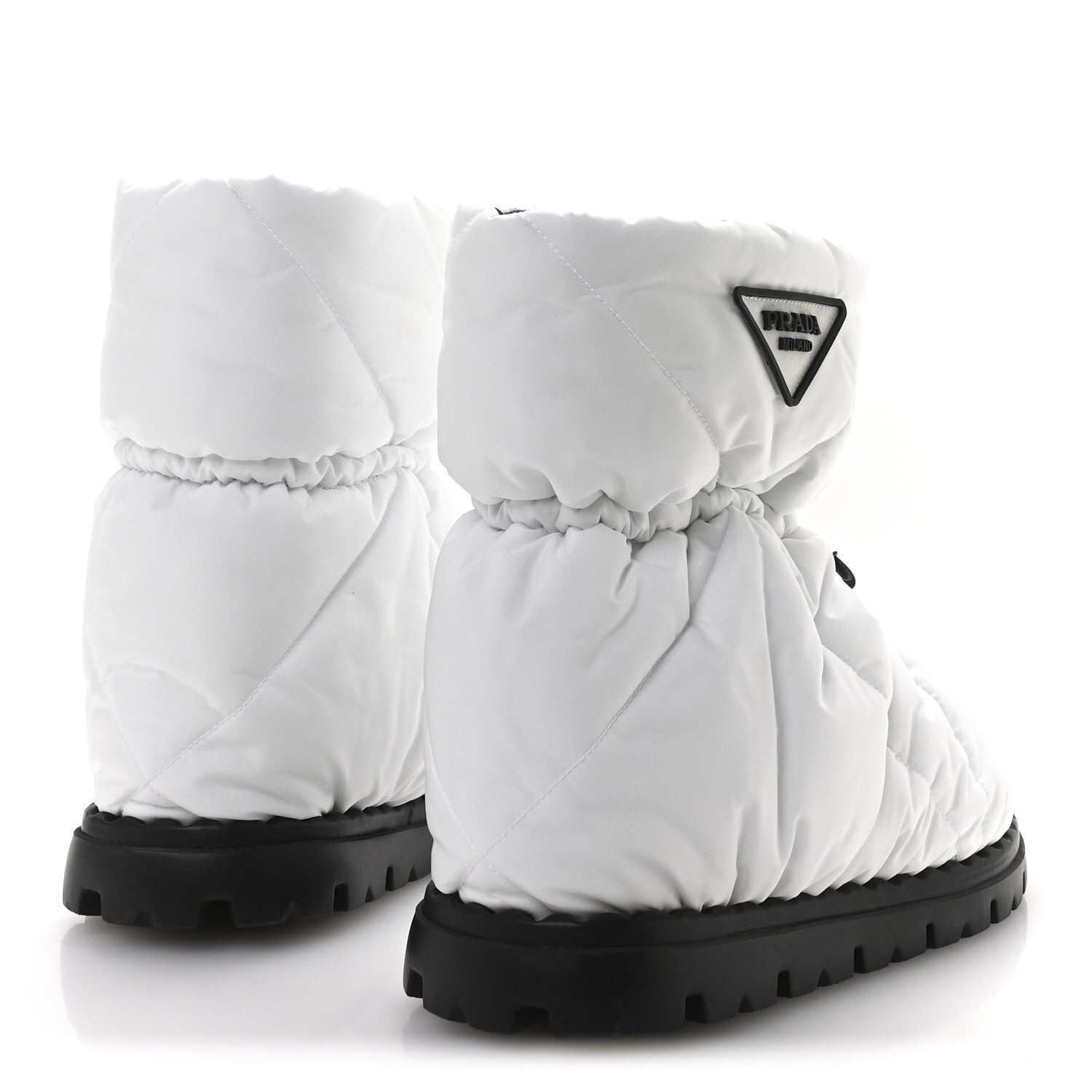 Prada Re-Nylon Piuma Triangle Logo Padded Drawcord 20mm Snow Boots 37 Bianco 5 of 8